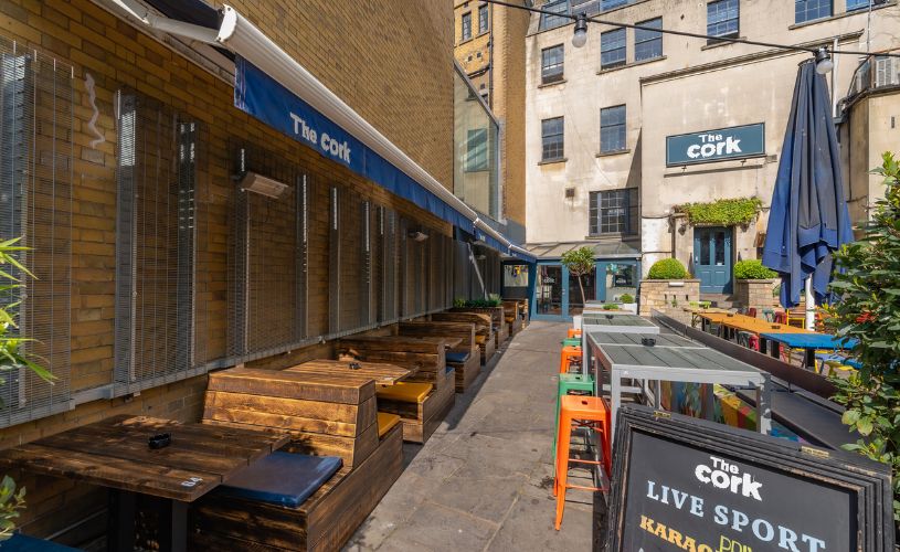 Beer garden at The Cork
